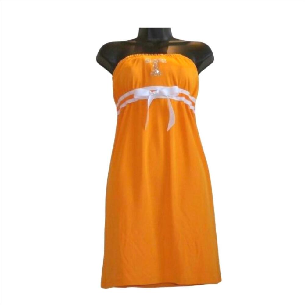 NEW GLITTER GEAR university of tennessee logo solid strapless dress in orange